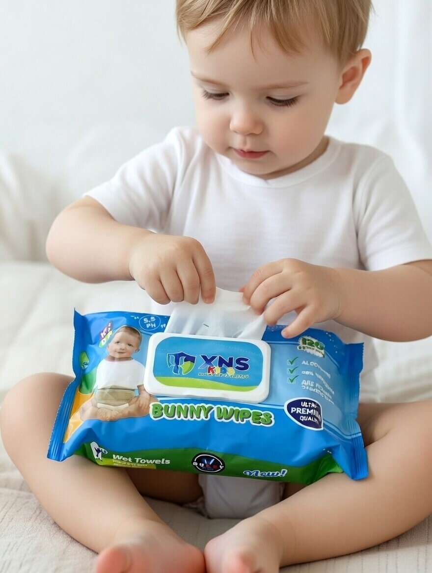 Влажные салфетки XNS Kids / Для мальчиков / 120 шт гипоаллергенные детские без спирта и парабенов