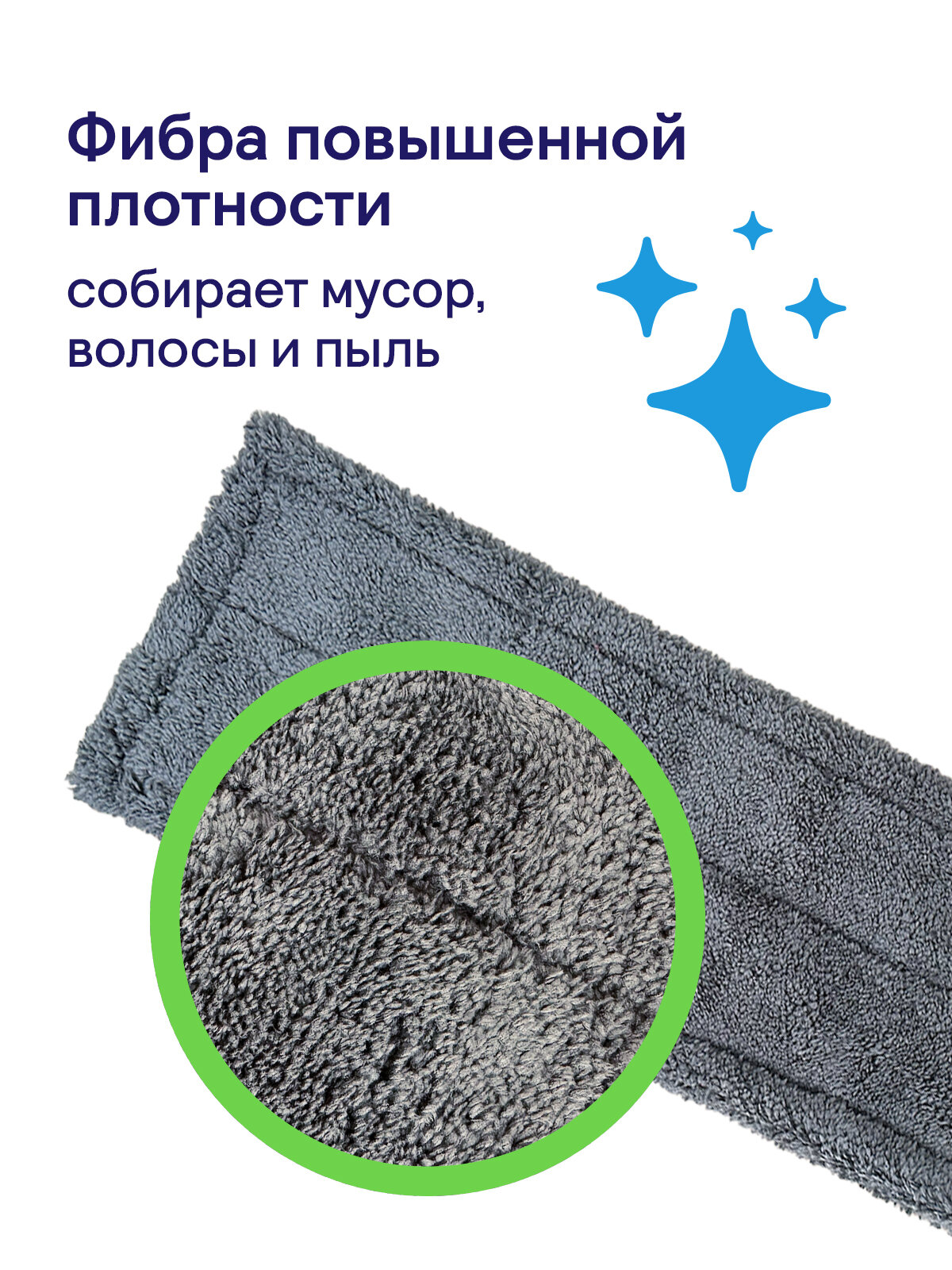 Насадка на швабру CELESTA из микрофибры сменный хозяйственный универсальный моп для мытья полов и уборки дома 1 шт — фото 1