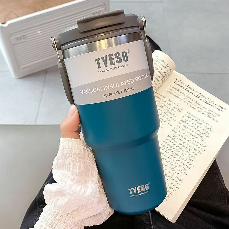 Термокружка 0.75 л, с кнопкой, ударопрочный корпус, синий