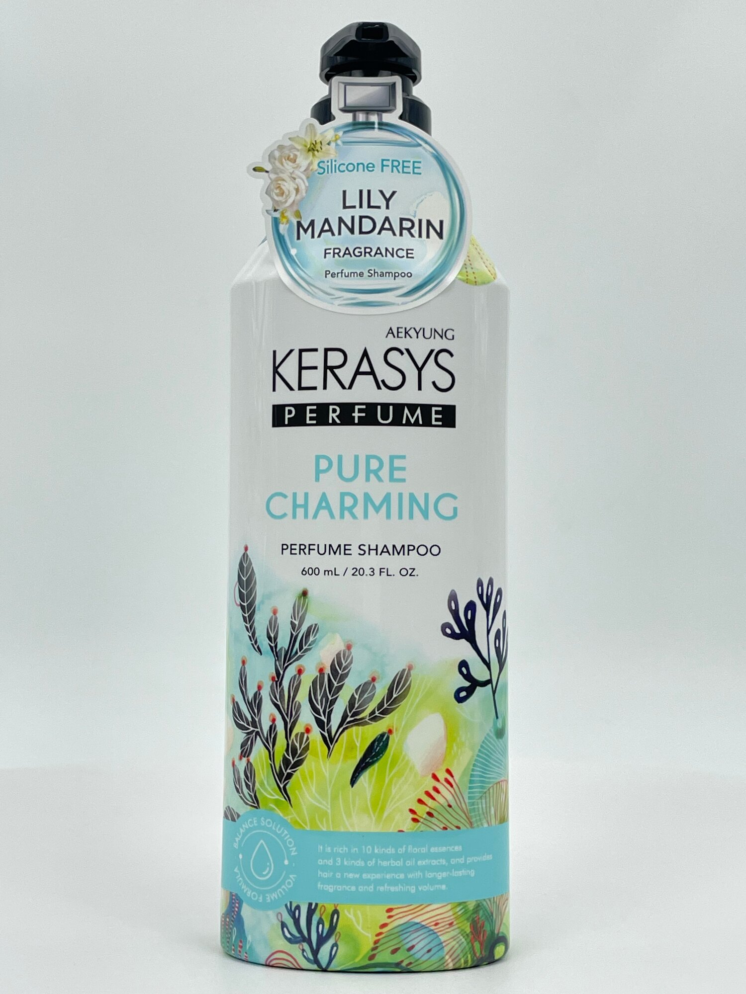 Парфюмированный шампунь Kerasys Pure Charming с цветочными эссенциями для объёма и свежести волос, 600 мл
