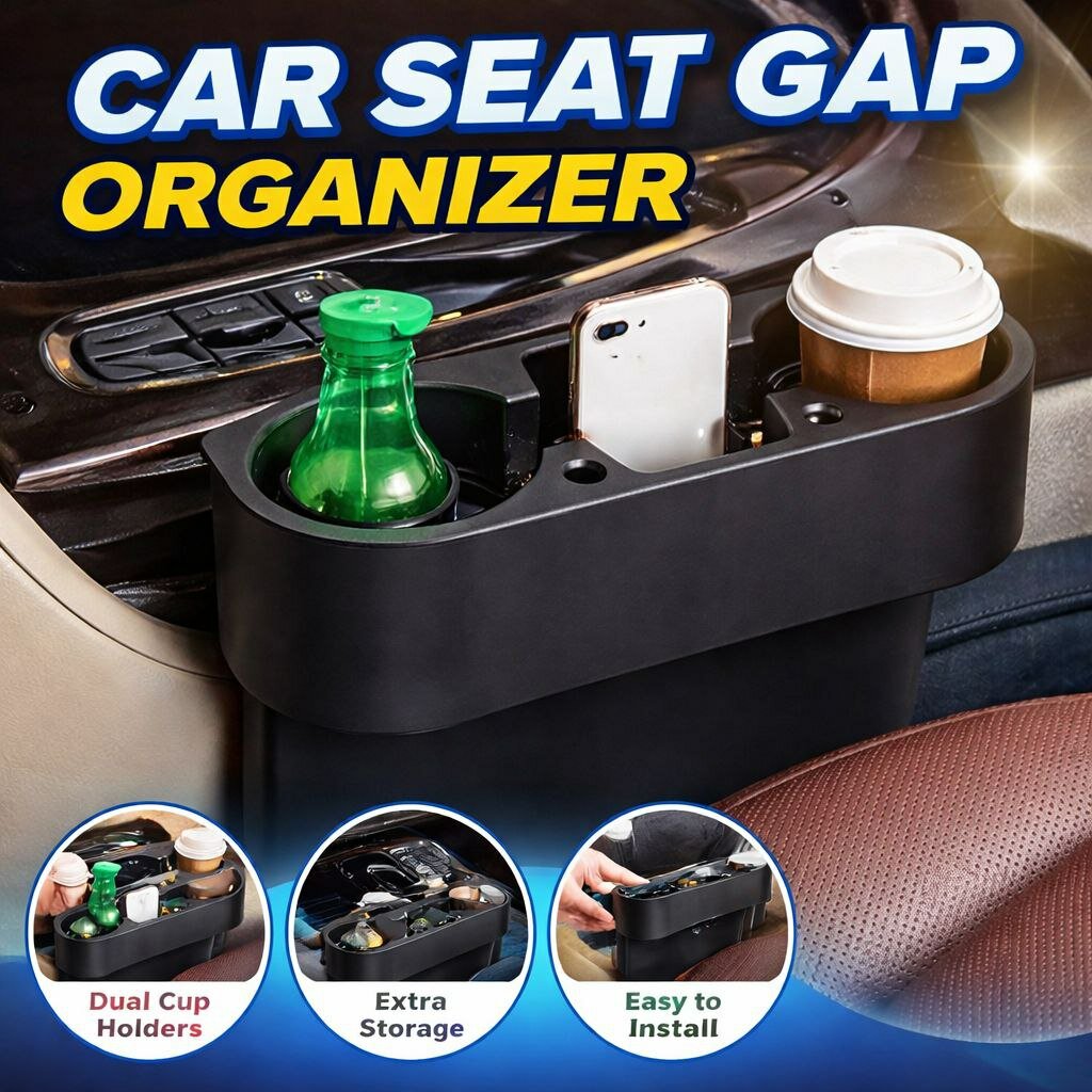Универсальный держатель-органайзер в щель сиденья автомобиля для бутылки воды, телефона и мелких аксессуаров