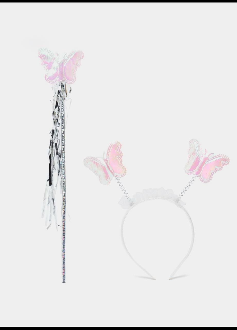 Карнавальный набор "Бабочка", для девочек, крылья бабочки, ободок, палочка — фото 1