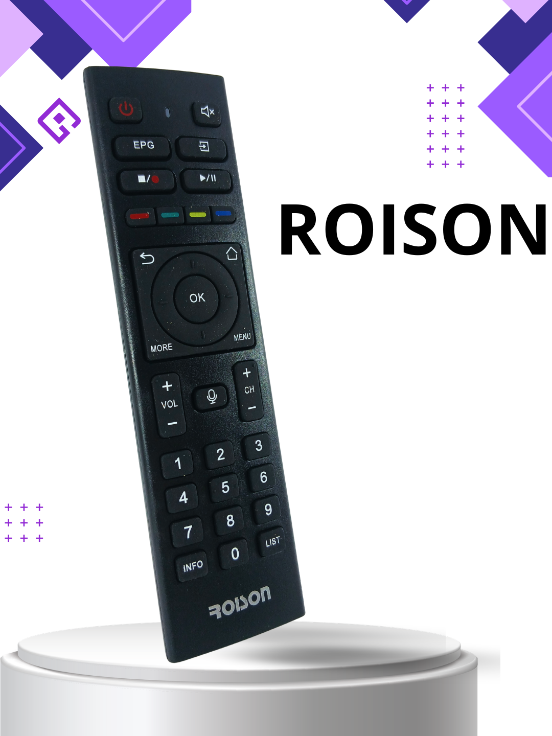 Пульт дистанционного управления ROISON TV, кнопки для каналов, громкости и мультимедиа
