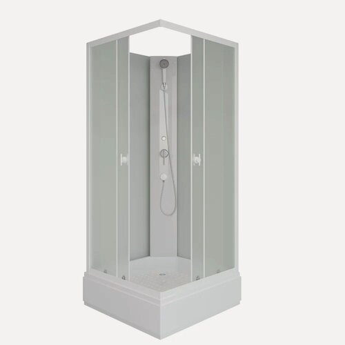 Изображение товара Душевая кабина Niagara Промо (Promo) P80/26Q/MT/BK стеклянная, 80x80, открытая (без крыши), квадратная, с матовым стеклом, без гидромассажа, средний поддон, с белым профилем