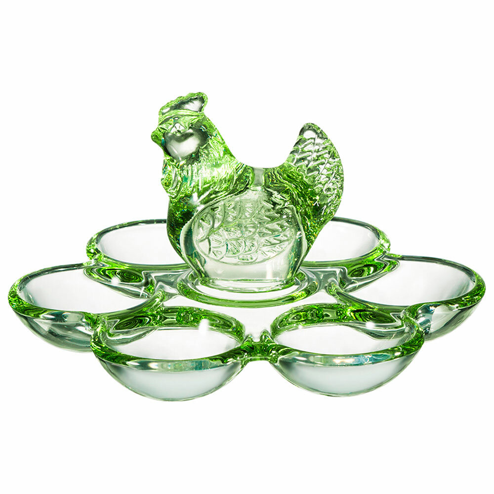 Подставка для 6 яиц "sunday", стекло, зеленая, 17,5х16х9 см, серия пасха