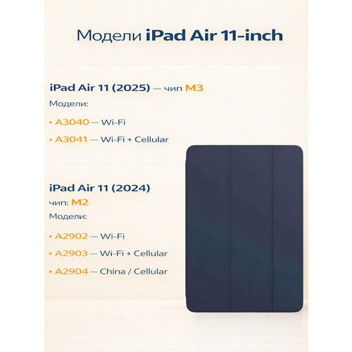 фото Чехол на apple ipad air 11 (2025) / ipad air 11 (2024), smart folio (магнитное крепление), темно-синий