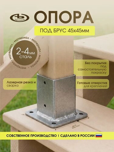 Изображение товара Опора бруса АрсеналЪ AR751A44007-06, для деревянныx конструкций, металлическая, 4 шт