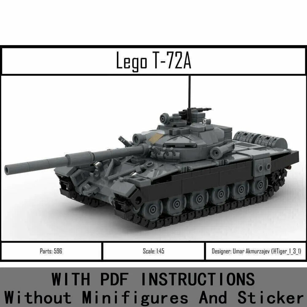 489шт. Конструктор T-72A 1:45 scale Набор строительных блоков