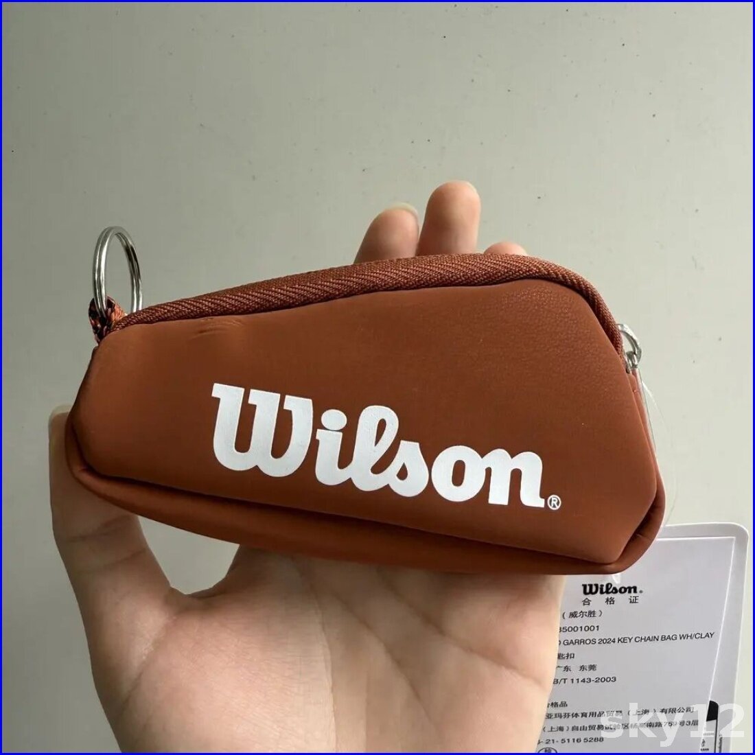 Wilson 2024 ROLAND GARROS KEY CHAIN BAG Французский открытый оранжевый белый ручный мини-теннисный