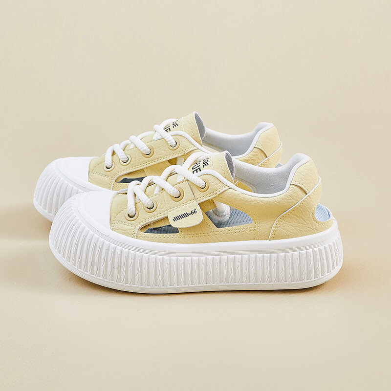 JYL Белые кеды женские Лето Ученики Рост Прорезиненная сетка/Light yellow