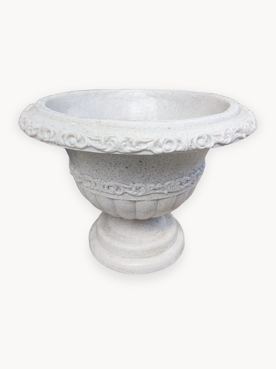 Вазон В-04. Композитный мрамор. Высота 40 см. Внешний диаметр чаши 54 см. Вес 26 кг.