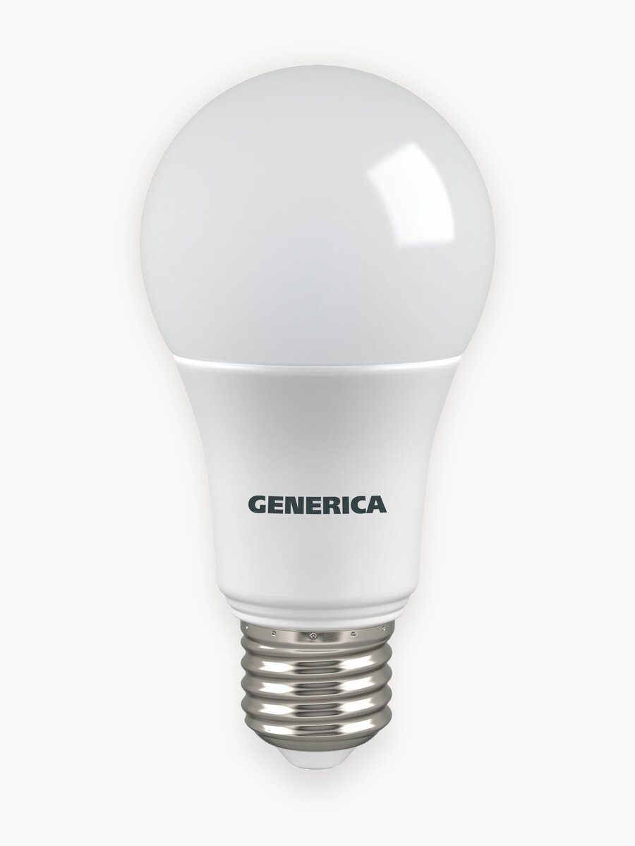 Лампочка светодиодная Generica E27 A60 груша, 12Вт 230В, 3000К теплый белый свет, 1200лм, IP20, 15000ч