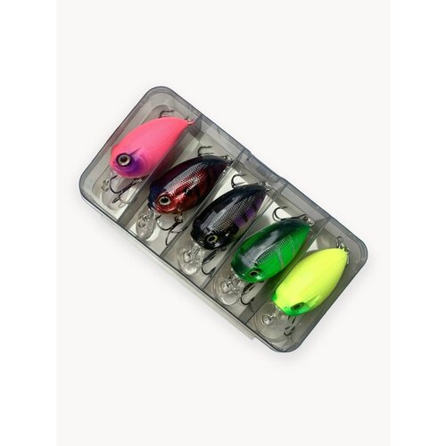 Воблер для рыбалки на щуку 5 шт, крэнк 6 см 8.2 грамма, приманки рыболовные на судака и окуня, снасти для спиннинга в коробочке