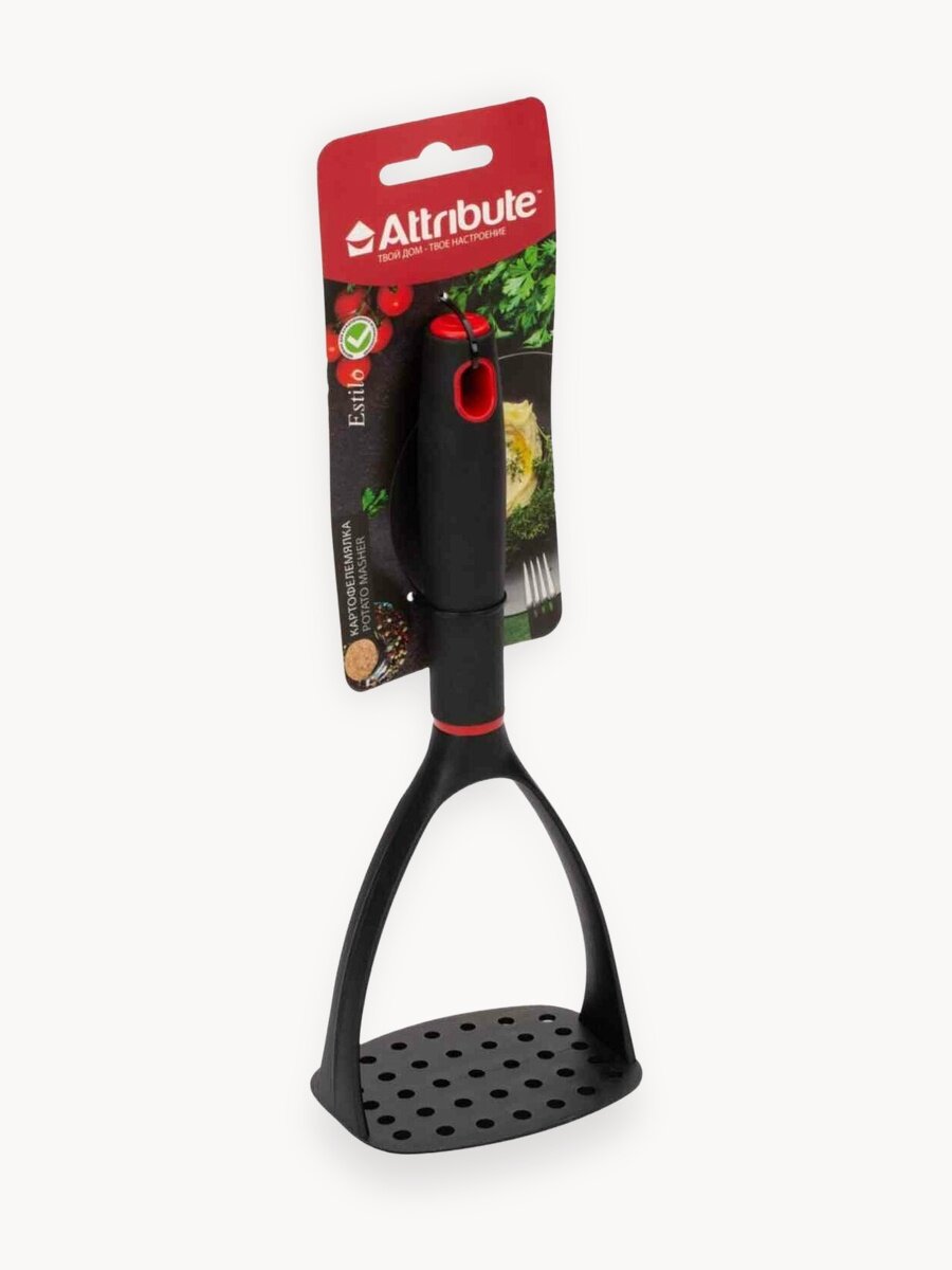 Картофелемялка/толкушка для пюре "ESTILO" ATTRIBUTE GADGET, пластик/нейлон, черный