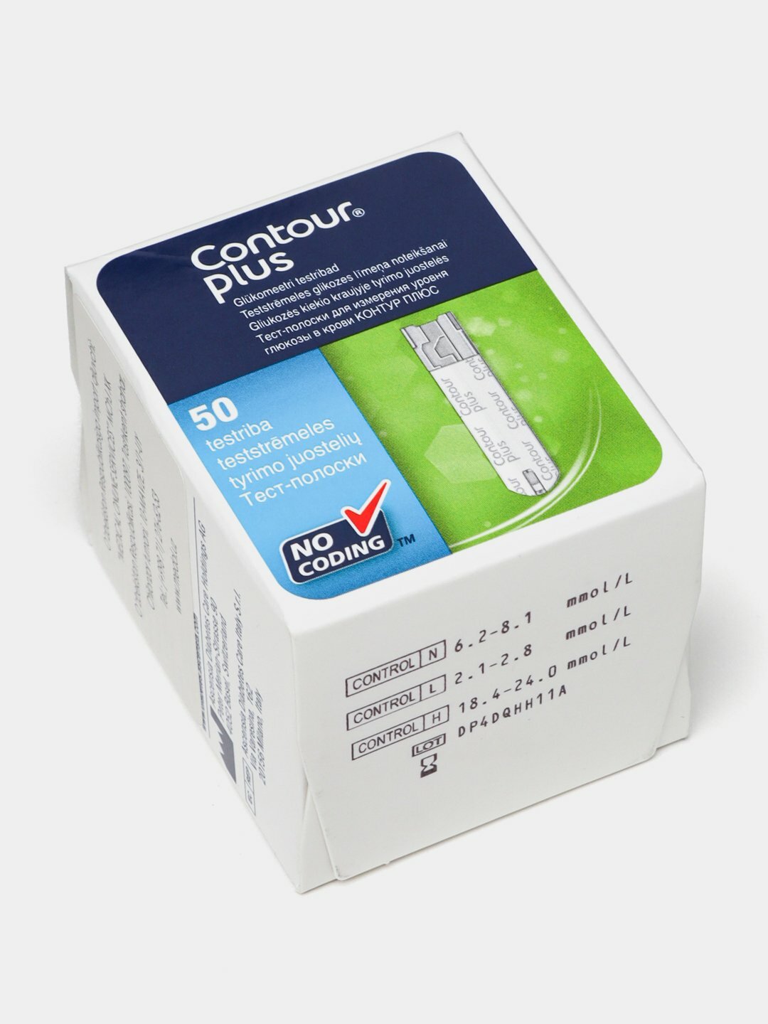 Тест-полоски Contour Plus, для измерения глюкозы крови, 50 шт — фото 1