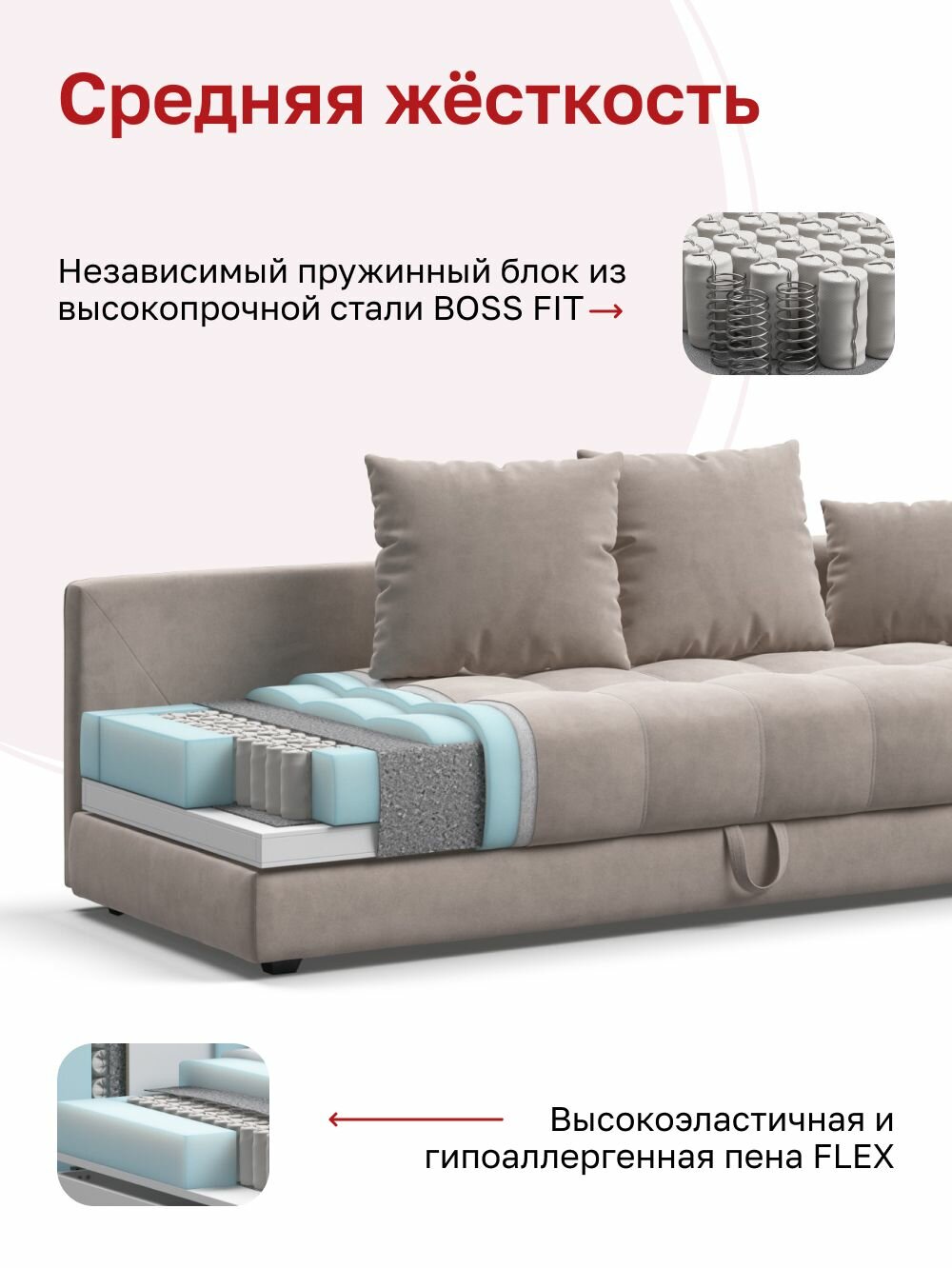 Односпальная тахта-диван с ящиком для хранения Boss, велюр Monolit латте, 203x93x61 см, Много Мебели — фото 1