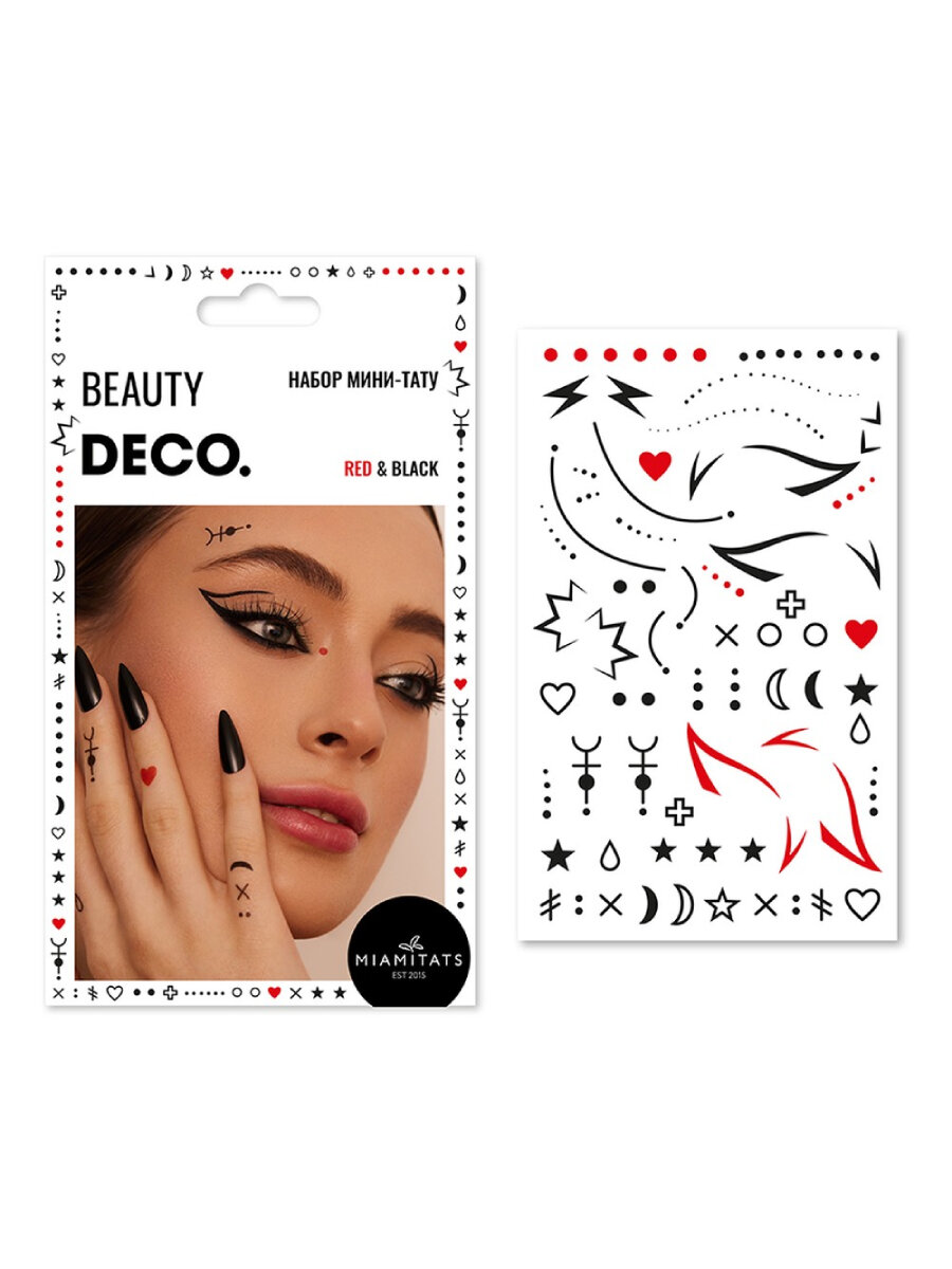 Набор переводных мини-тату DECO. by Miami tattoos (Red & Black)