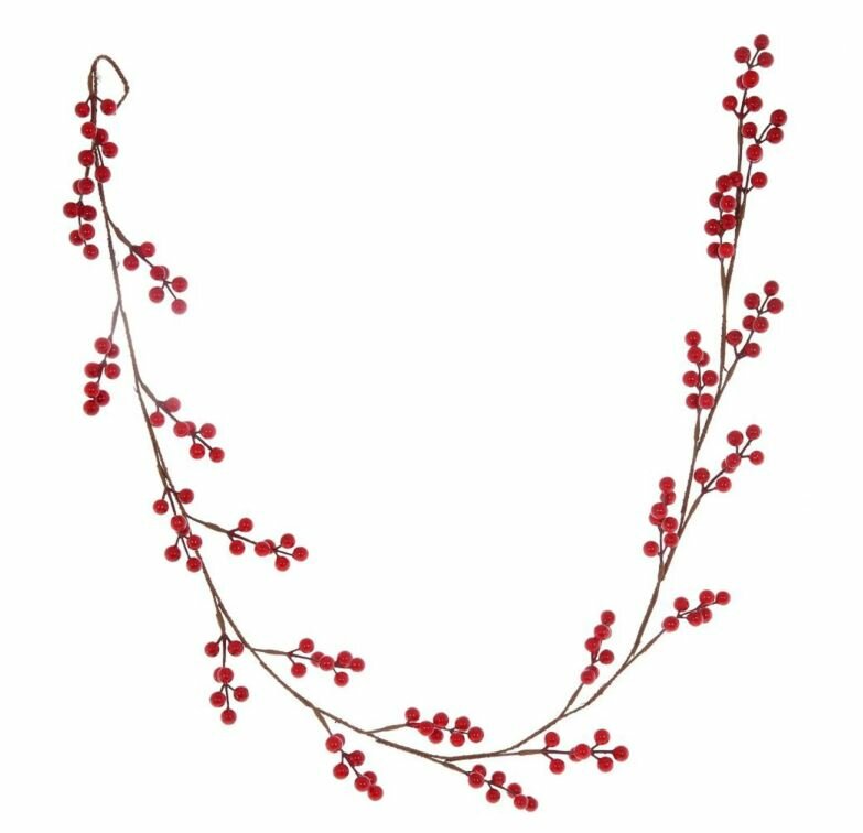 Новогоднее украшение Гирлянда рождественская 12x155 см цвет красный