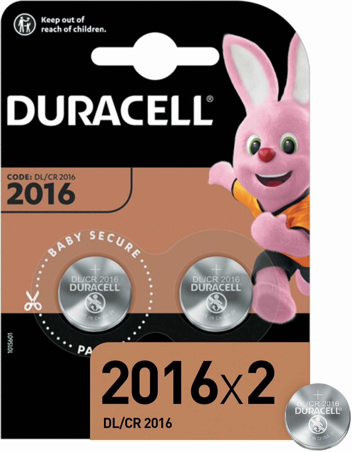 Батарейки DURACELL Lithium, CR2016, литиевые, комплект 2 шт, блистер