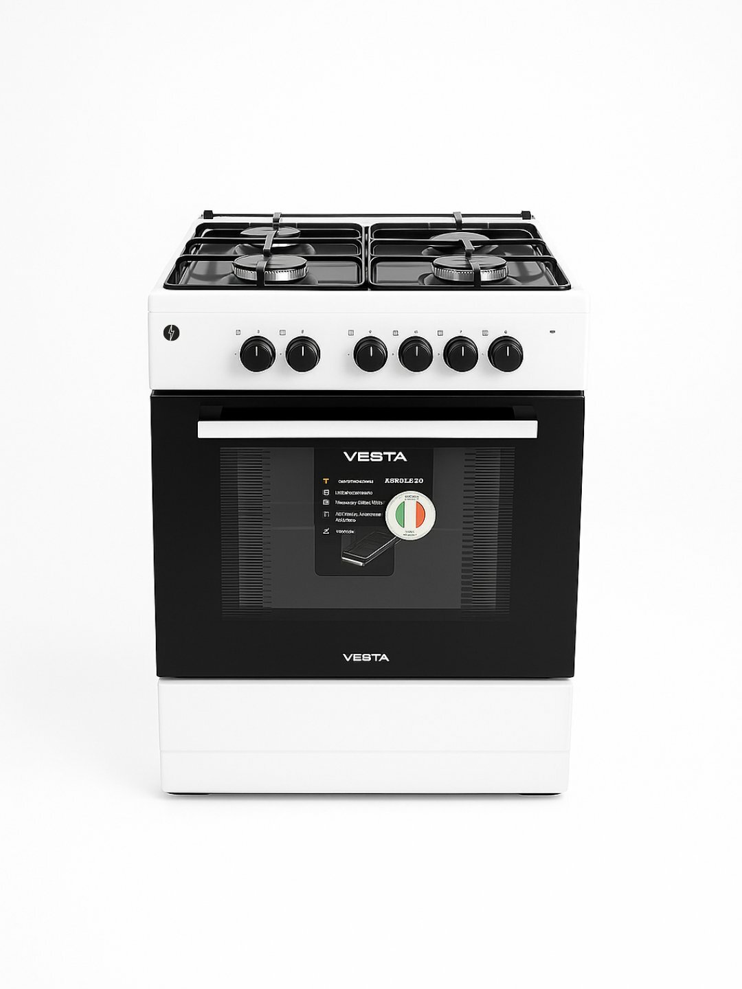 Газовая плита Vesta "AK-10", с электроподжигом, белая, 4 конфорки