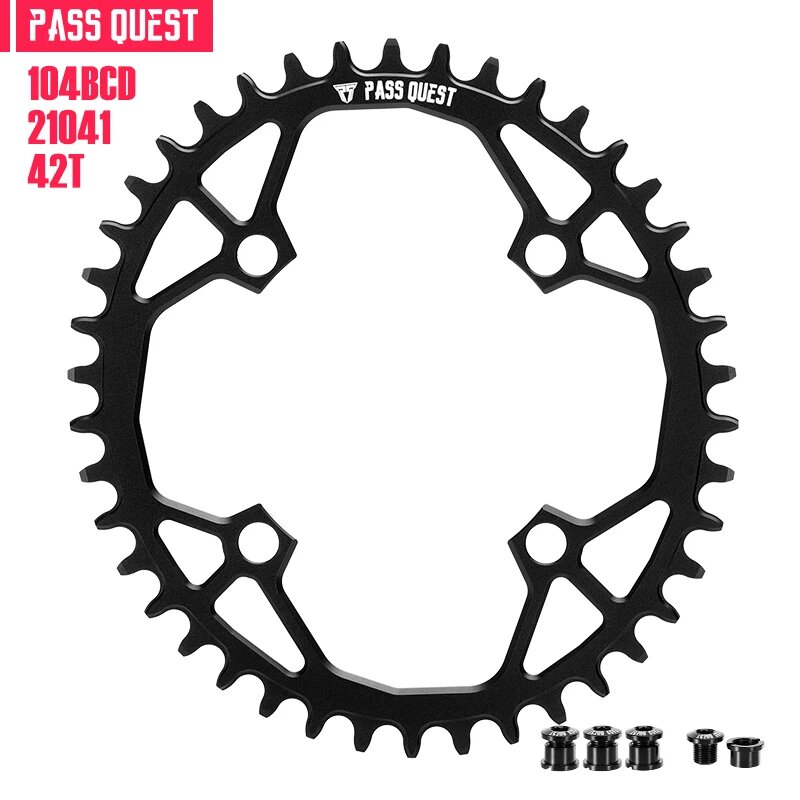 PASS QUEST Crown 104 Bcd Овальная звезда для XT780 610 SLX черный красный 32T 48T Черный  Black 42T