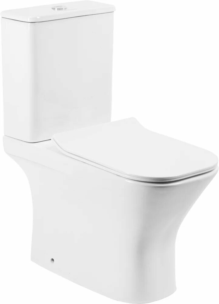 Унитаз-компакт напольный EvaGold EG307T с микролифтом безободковый фаянсовый антивсплеск белый с нижним подводом прямоугольный