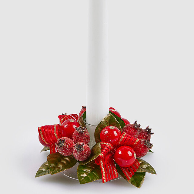 Венок для свечи Ягоды шиповника 10 см EDG 2500049A774