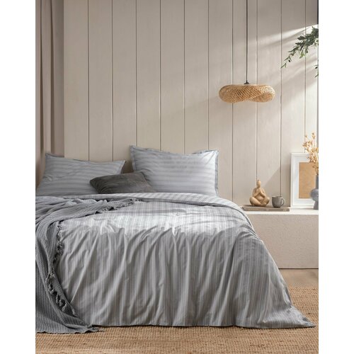 Постельное белье 2 спальное 40 Хлопок 60 Полиэстер Пододеяльник 200х220 2 наволочки 50х70 простынь 230х260 Серое 10000₽