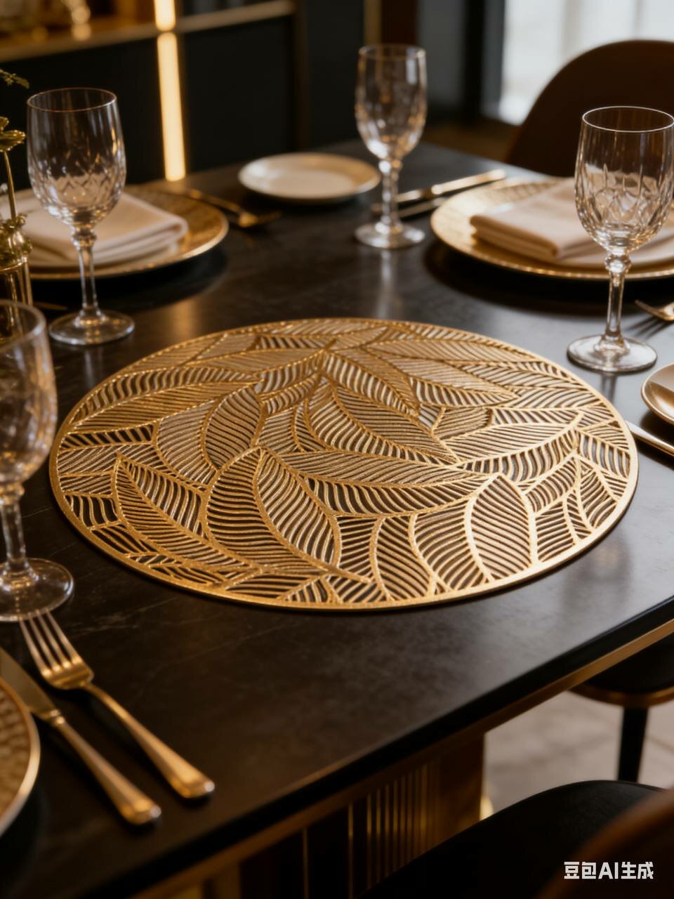 Коврик для сервировки стола, "KEA", 38х38 см, золото, не выцветает, 6шт