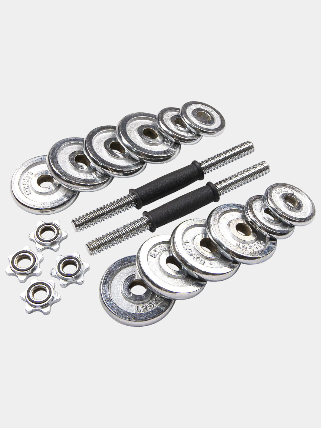 Набор гантели + штанги разборные, в кейсе 15 к хромированная сталь — фото 1