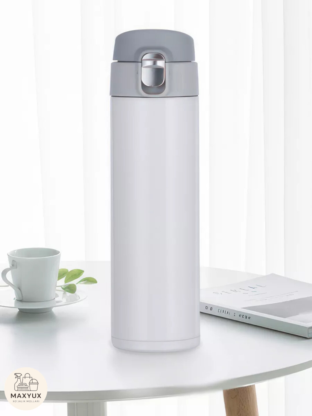 Термос из нержавеющей стали, с индикатором температуры, удобный для захвата. - Белый — фото 1