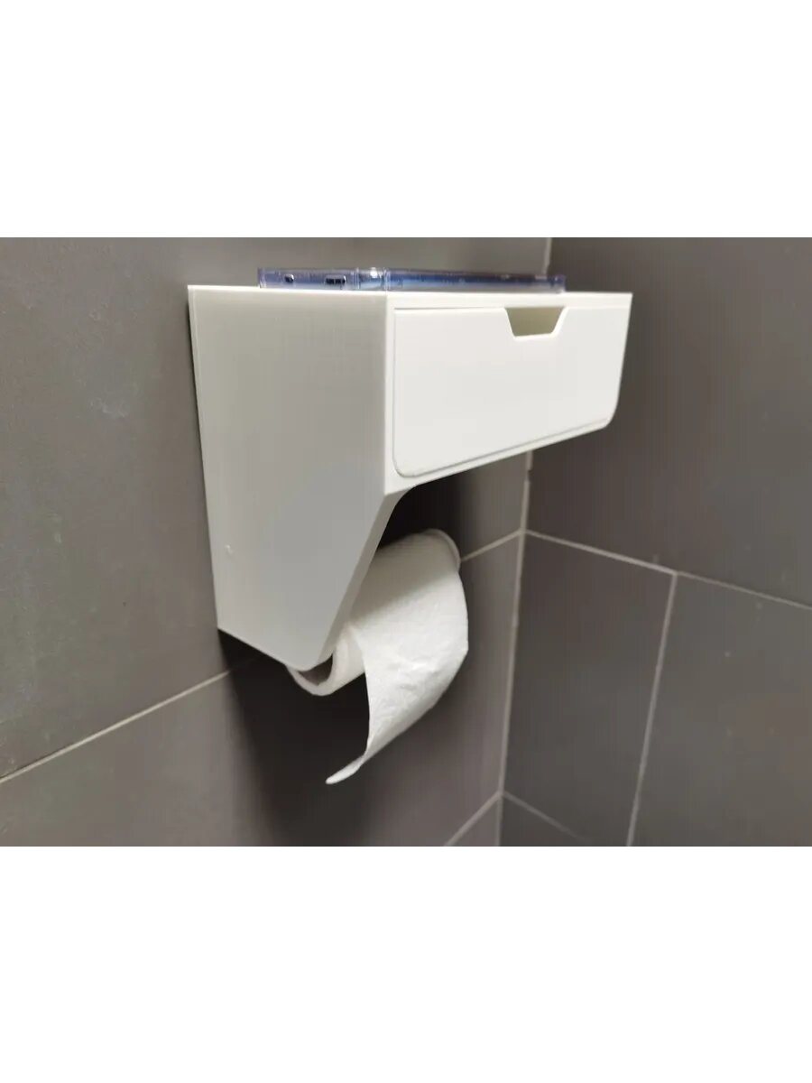 Держатель для туалетной бумаги с ящиком для мелочей и полочкой — фото 1