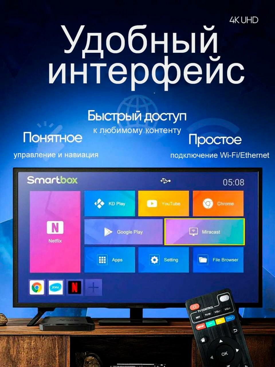 Смарт-ТВ приставка X96 Max Plus, Android 9, 4GB/32GB, IPTV, 4K — фото 1
