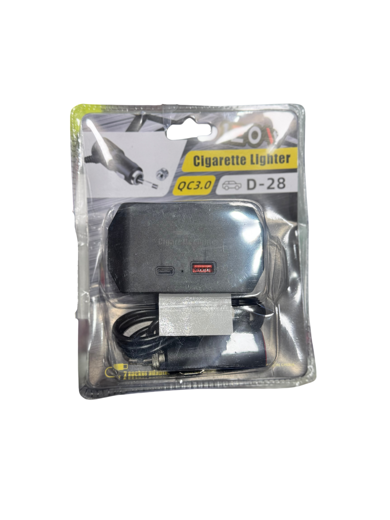 Тройник разветвитель прикуривателя c 3 гнездами и с USB автозарядка