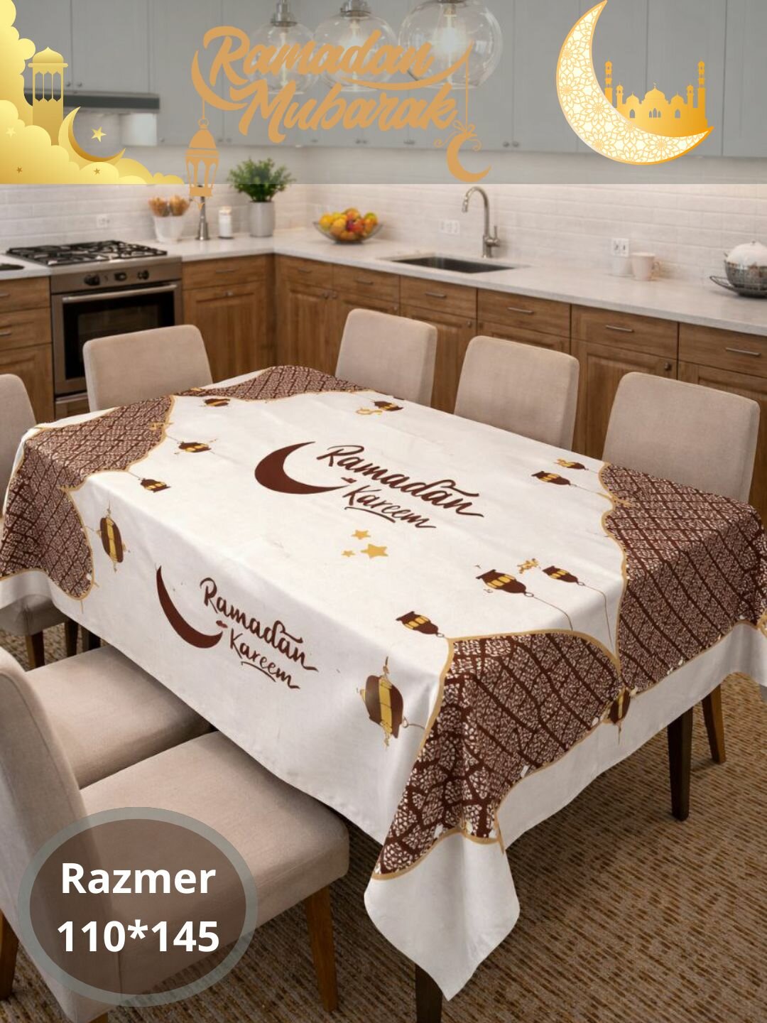 Скатерти для любого случая (рамазон26-1), нарядные и повседневные, подарочная упаковка, размер (140*160 см)