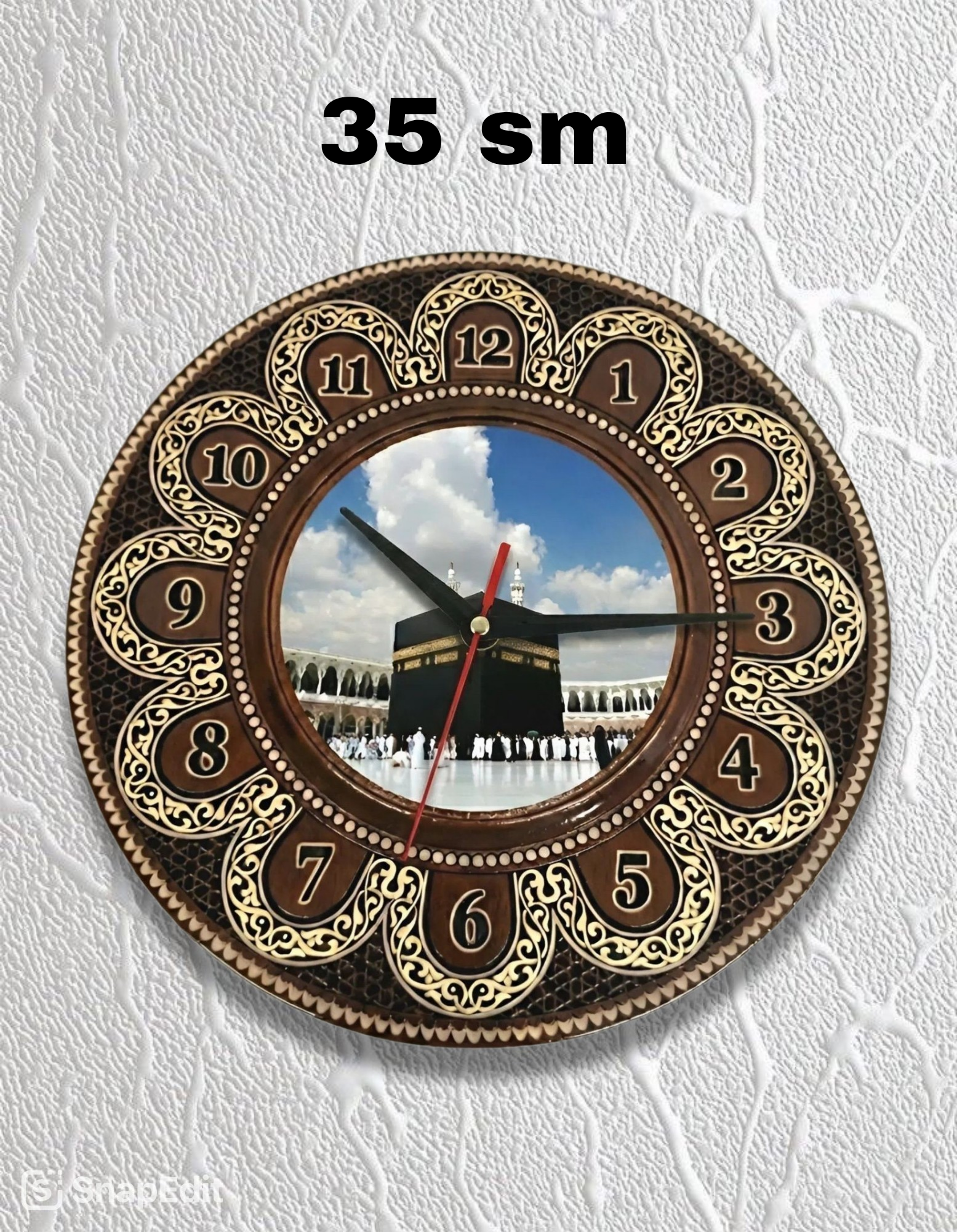 Деревянные настенные часы-лаган с национальной резьбой, ручная работа, 35 см