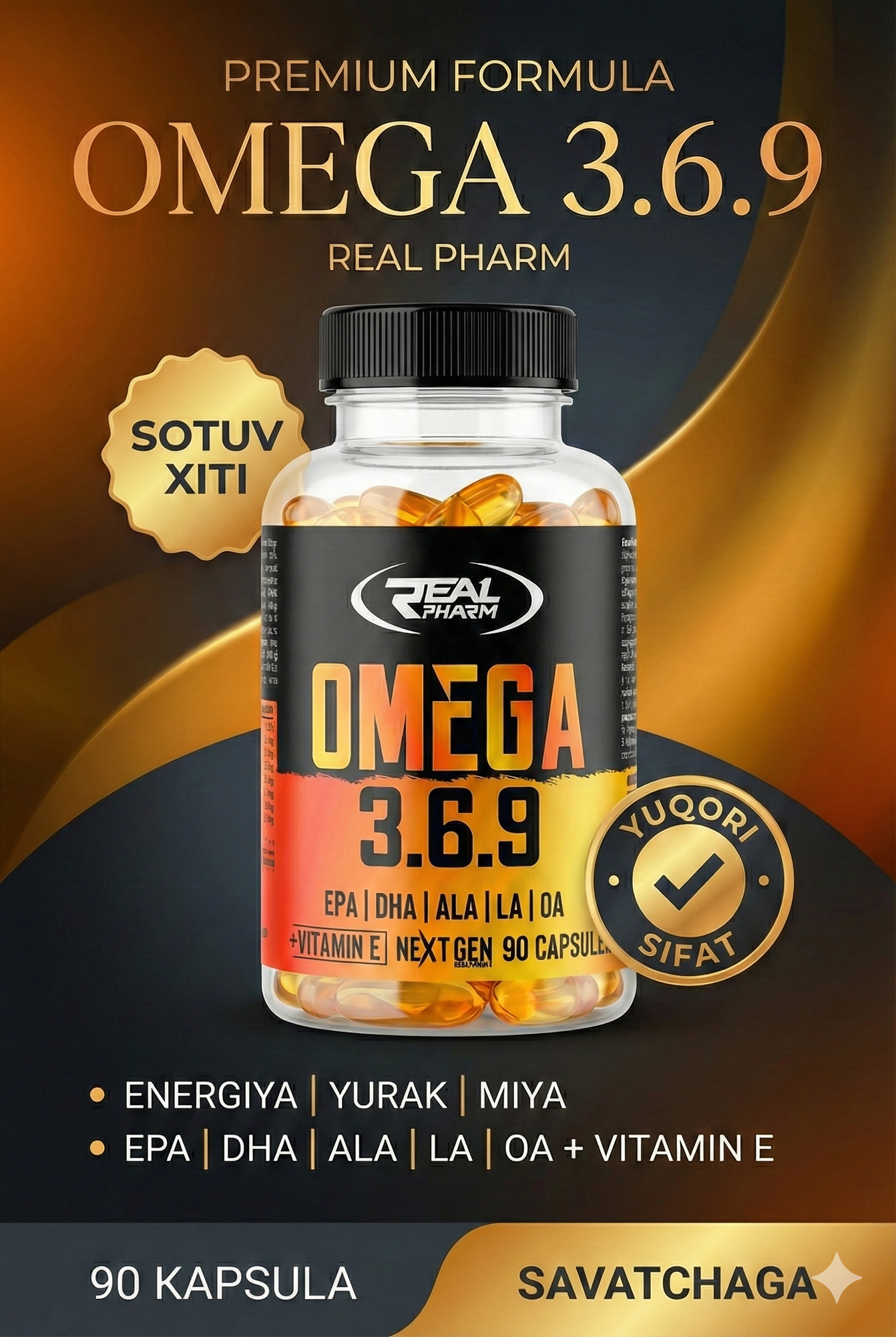 REAL PHARM OMEGA 3-6-9 90 SOFTGEL — Омега 3-6-9, 90 мягких капсул