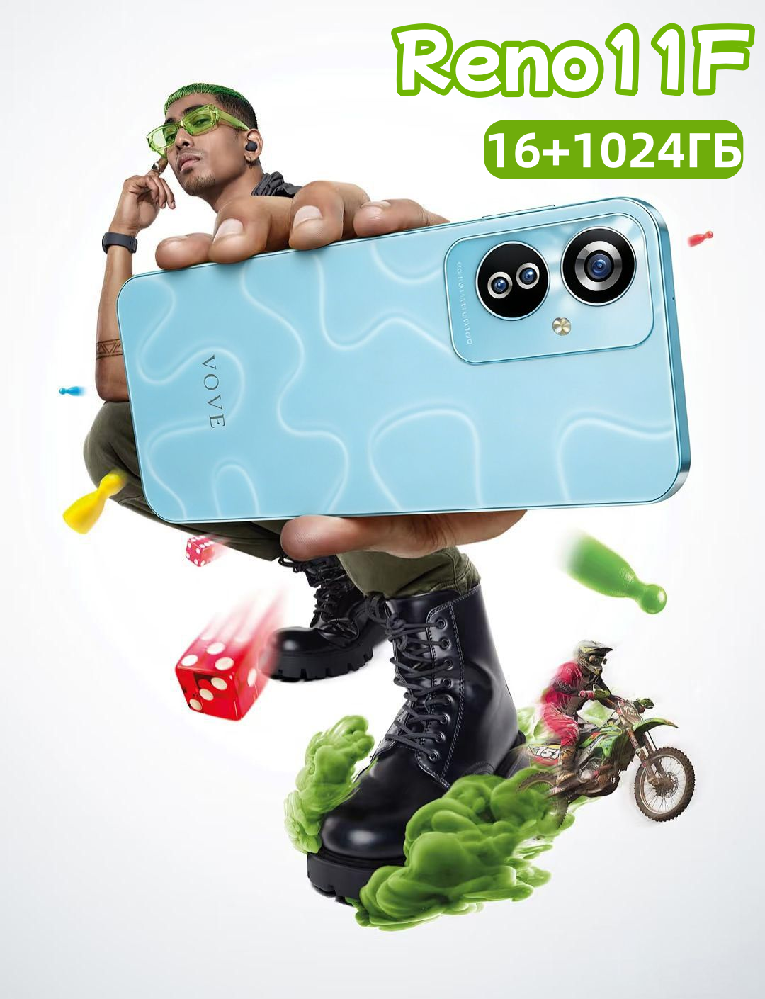 Смартфон Reno 11F для тяжелых игр 5000 мАч, 16 ГБ ОЗУ, 1024 ГБ, Android 14, 5G, 120 Гц