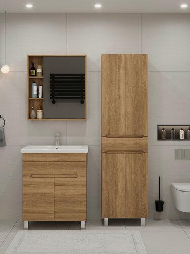 Изображение товара Шкаф-пенал напольно/подвесной SanStar Модена 50 для ванной комнаты, Gold Craft