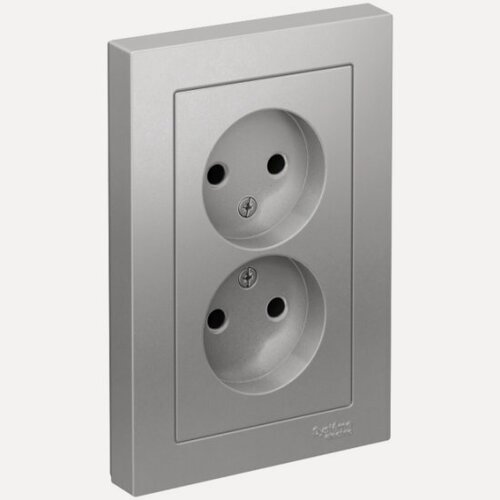 Изображение товара Розетка Systeme Electric (schneider Electric) SCHNEIDER ELECTRIC ATLASDESIGN 16А, в сборе, алюминий ATN000320