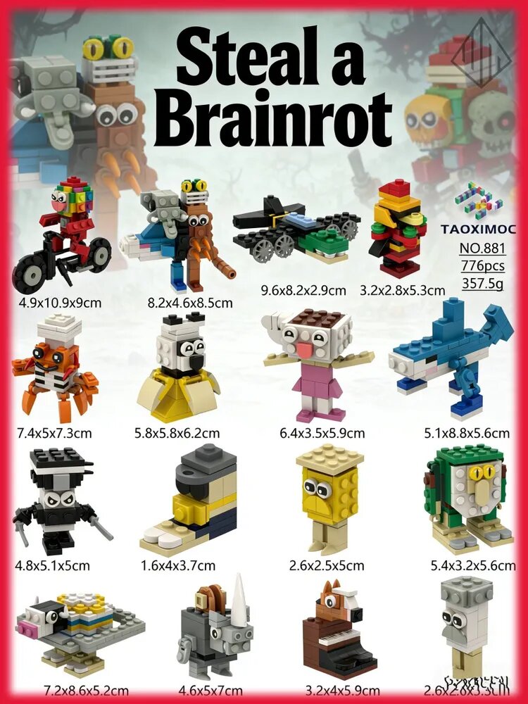 Конструктор Steal a Brainrot.881, набор из 776 деталей, коллекционные фигурки, 357.5 г