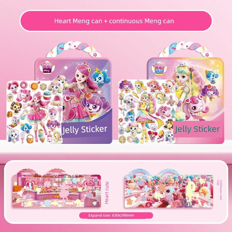 Набор из 2 книг с клеящимися стикерами в стиле Love Heart Mew Mew и Mimi Mew для детей 3-6 лет, повторно используемых