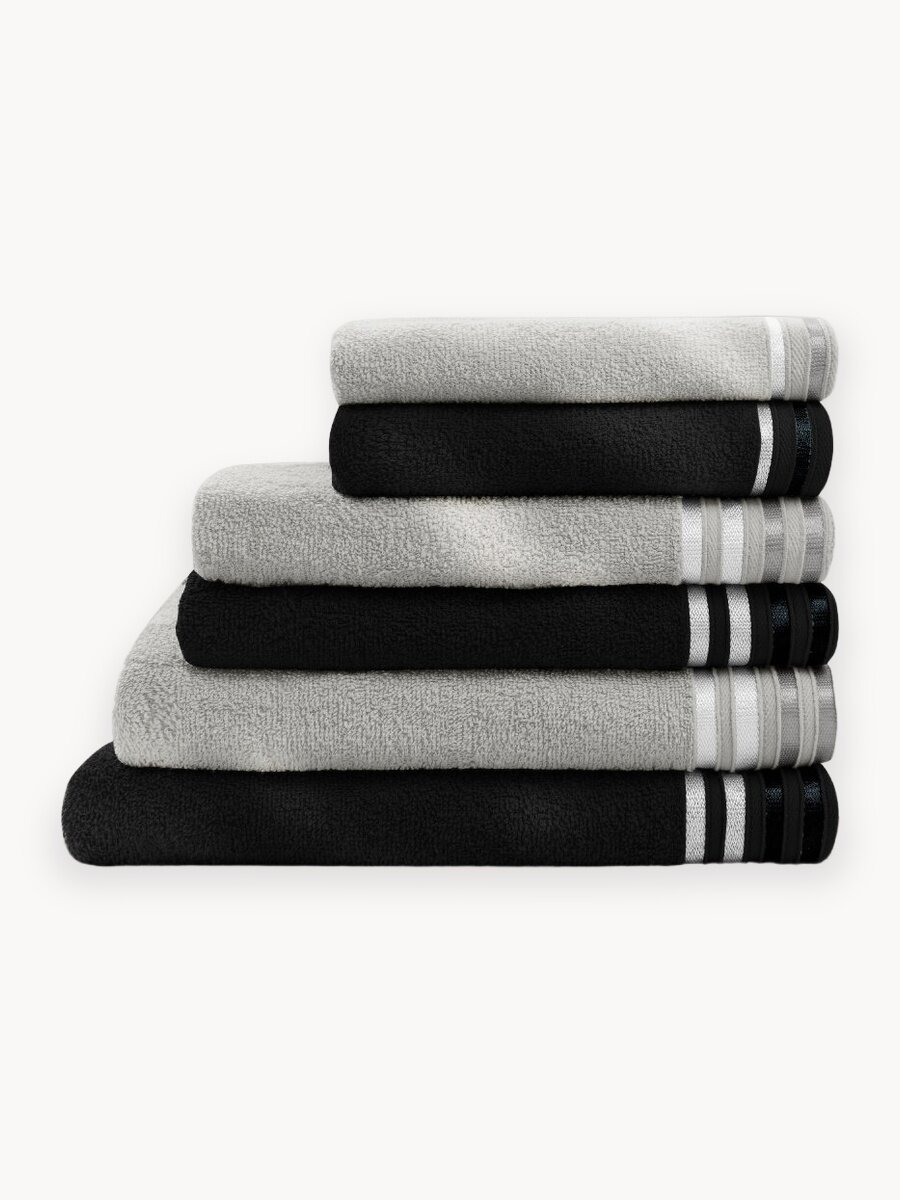 Набор махровых полотенец Василиса Селена 30х60, 50х80, 70х130, 6шт, Черный, Серый