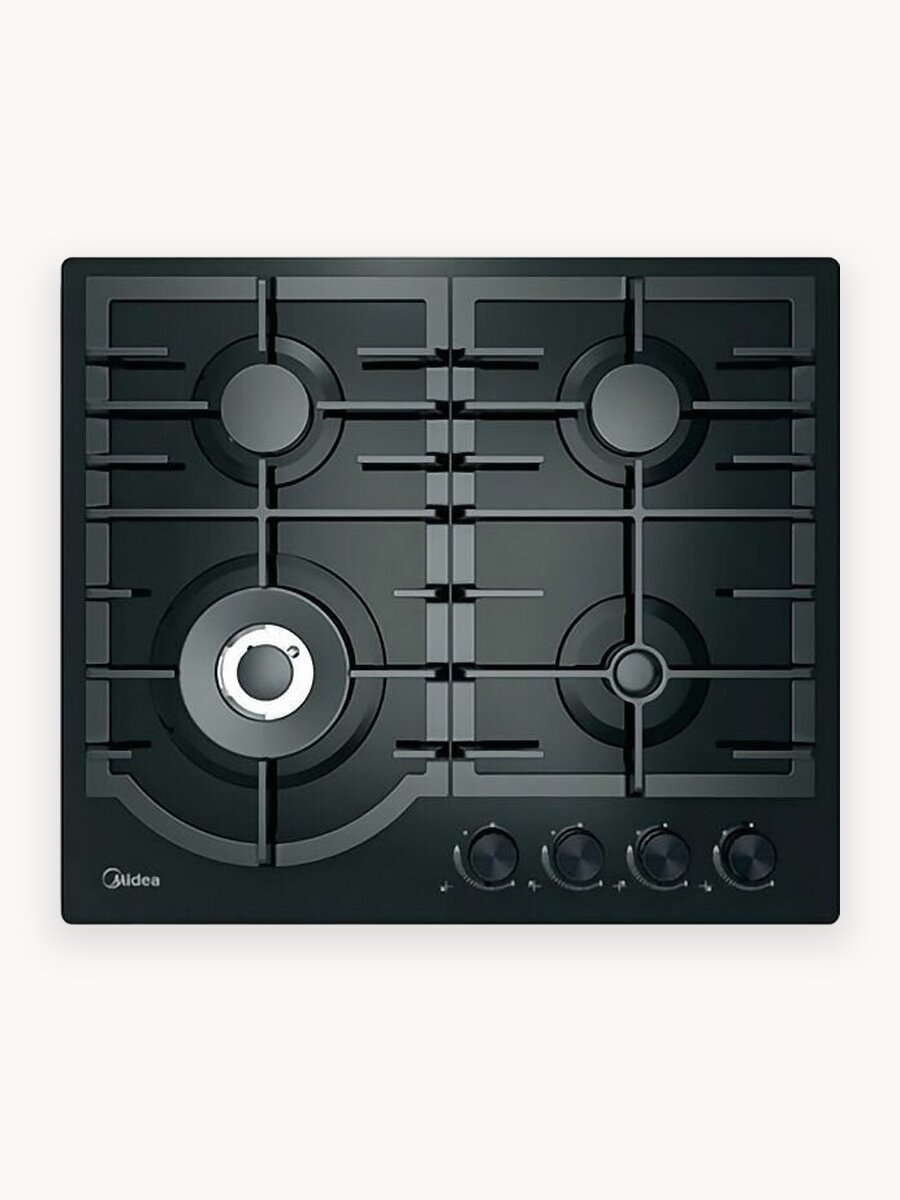 Встраиваемая газовая панель MIDEA MG649TGB, чёрное стекло, официальная гарантия