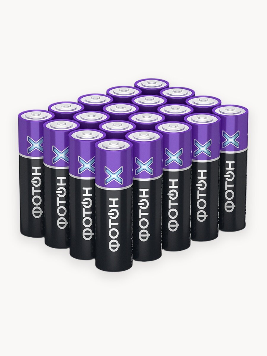 Батарейки фотон Х, пальчиковые, АА / LR6, увеличенная мощность, 20 штук в наборе