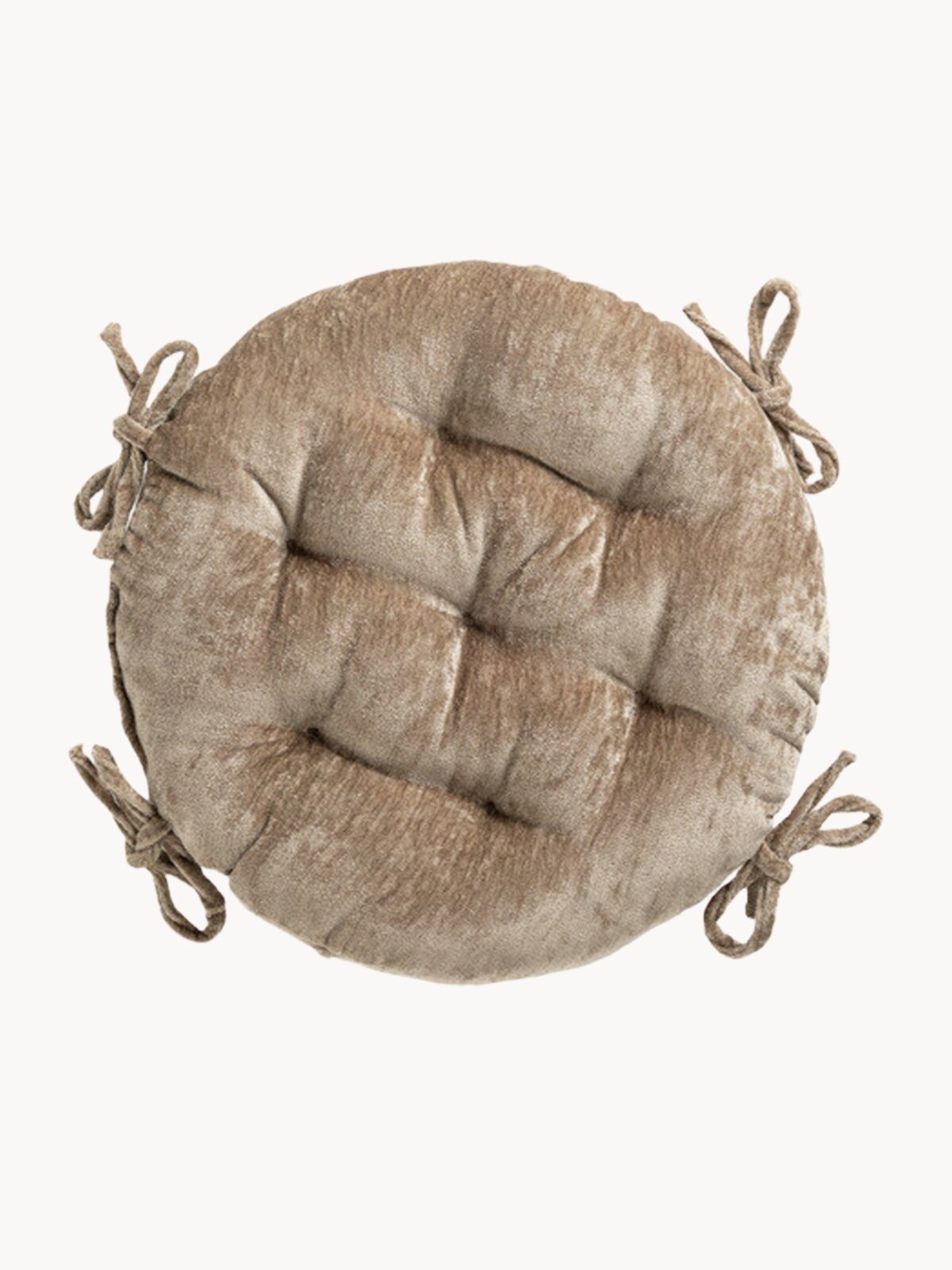 Подушка на стул DeNASTIA D40см, велюр меланж, на завязках, цвет бежевый