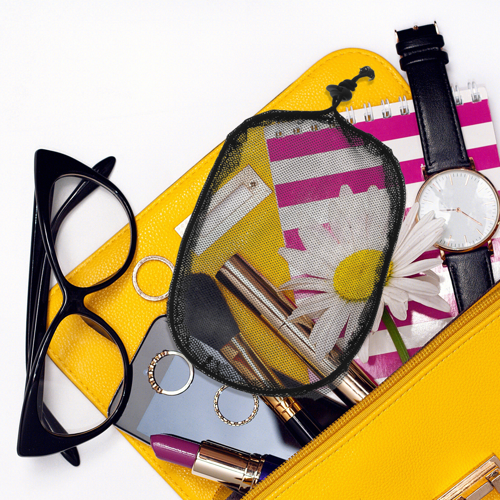 Черная эластичная сетка для волос, большая, из полиэстера, для ежедневного ухода, набор 10 шт