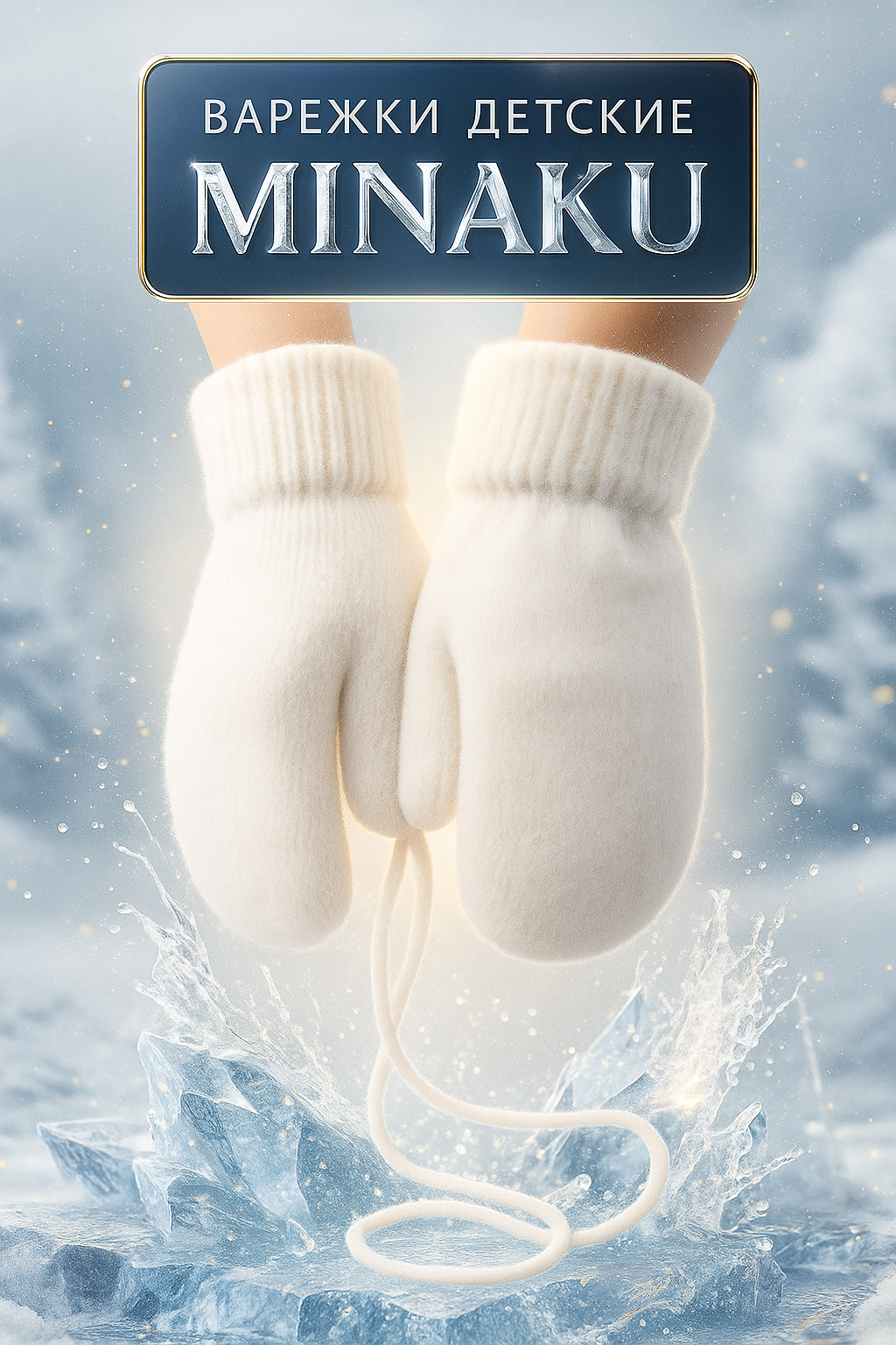 Варежки Minaku MINAKU: Сozy Winter для детей размер 14 молочный