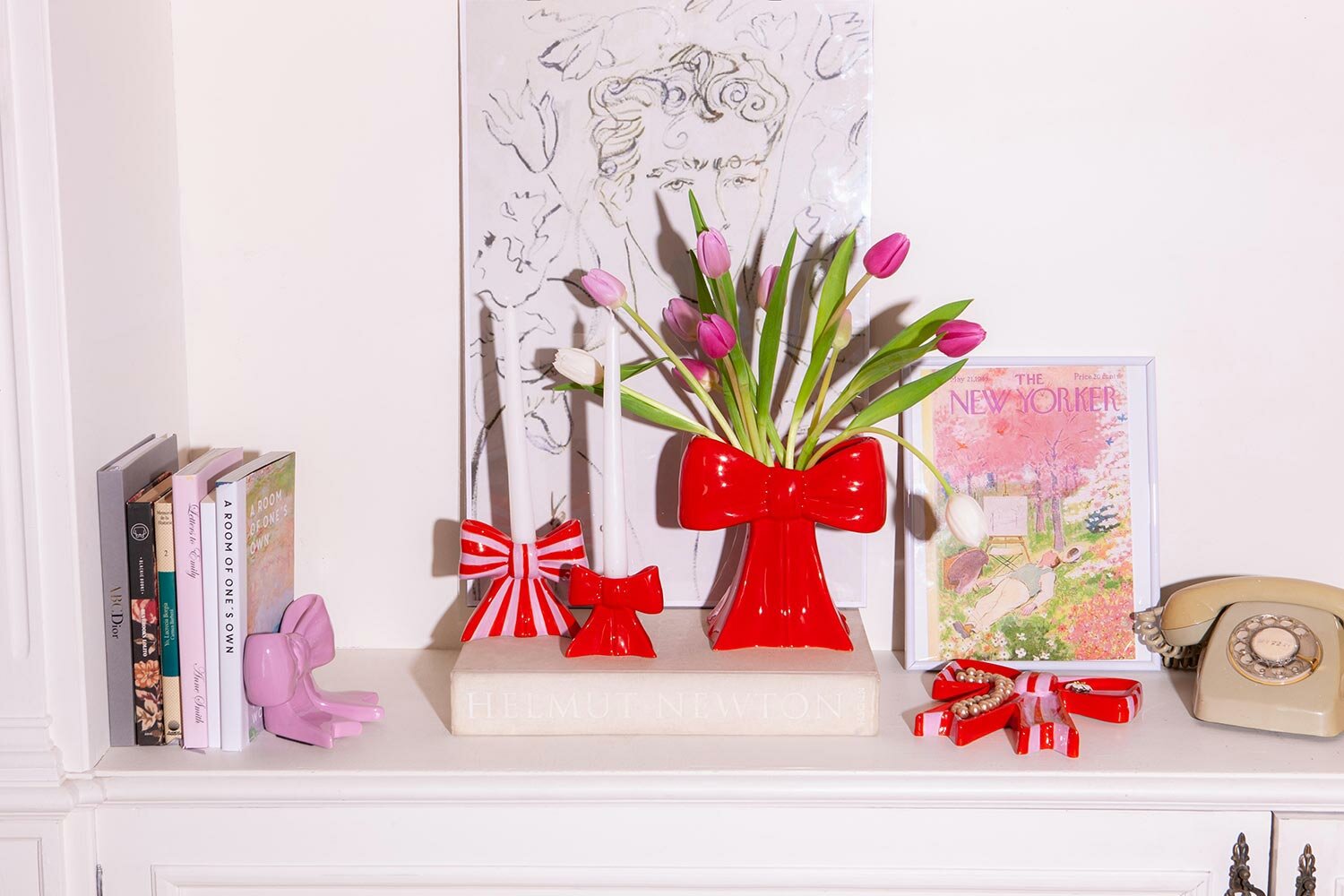 Подсвечник bow, 11х12х5 см, красно-белый — фото 1