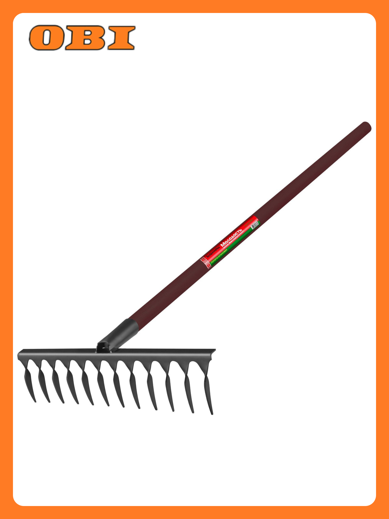 Грабли садовые Белцентромаш 1004 12Ч  12 зубцов  с черенком  металл дерево  37 см  красные